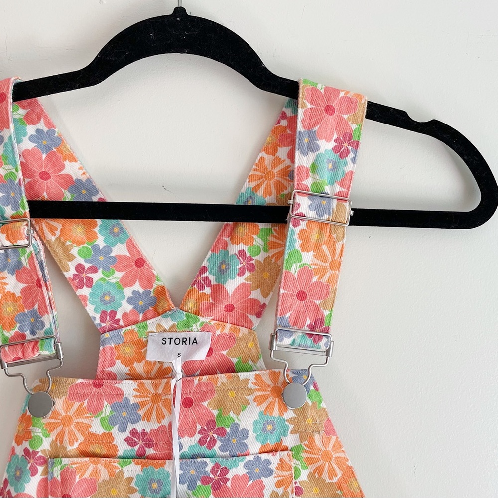 NWT Princess Polly Storia Orange and Pink Floral Overalls